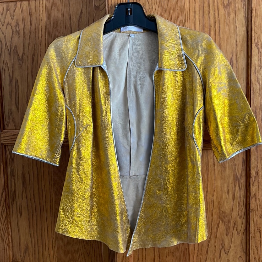 Roberto Cavalli Leather Short Sleeve Jacket, XS, EUC